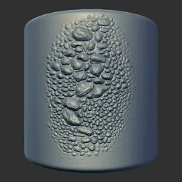 3D sculpting brush imprint of dragon scales for enhancing reptilian model textures in Blender.