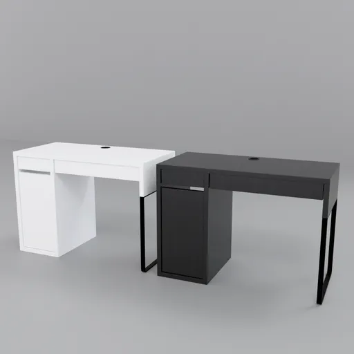 3D-rendered Black and White Ikea-style desks optimized for Blender 3D, ideal for architectural visualization.