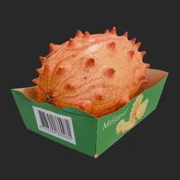 Highly detailed Kiwano Melon 3D model with textures, ideal for Blender rendering and CGI projects.