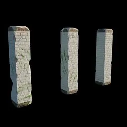 Weathered brick columns 3D model suitable for virtual environments, compatible with Blender.