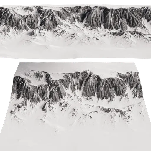 High-resolution 3D snow-covered mountain cliffs, optimized for Blender, ideal for virtual landscapes.