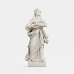 "A low-poly 3D model of a female sculpture, created through photoscanning. Perfect for use in Blender 3D projects. This contemporary work captures a woman holding a baby and draws inspiration from medieval period artworks."