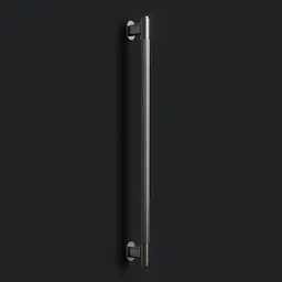 Realistic Blender 3D model of a vertical stainless steel closet handle for furniture visualization.