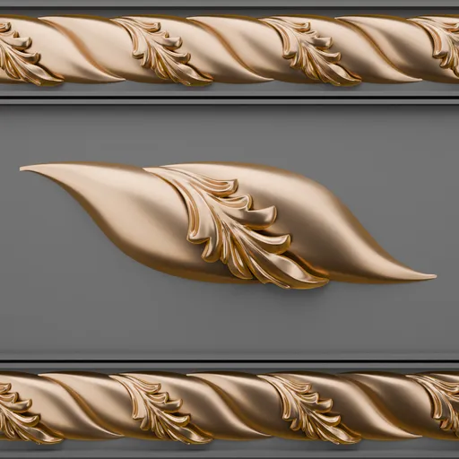 Intricate 3D golden trim ornamental brush for Blender, enhancing scene detailing.