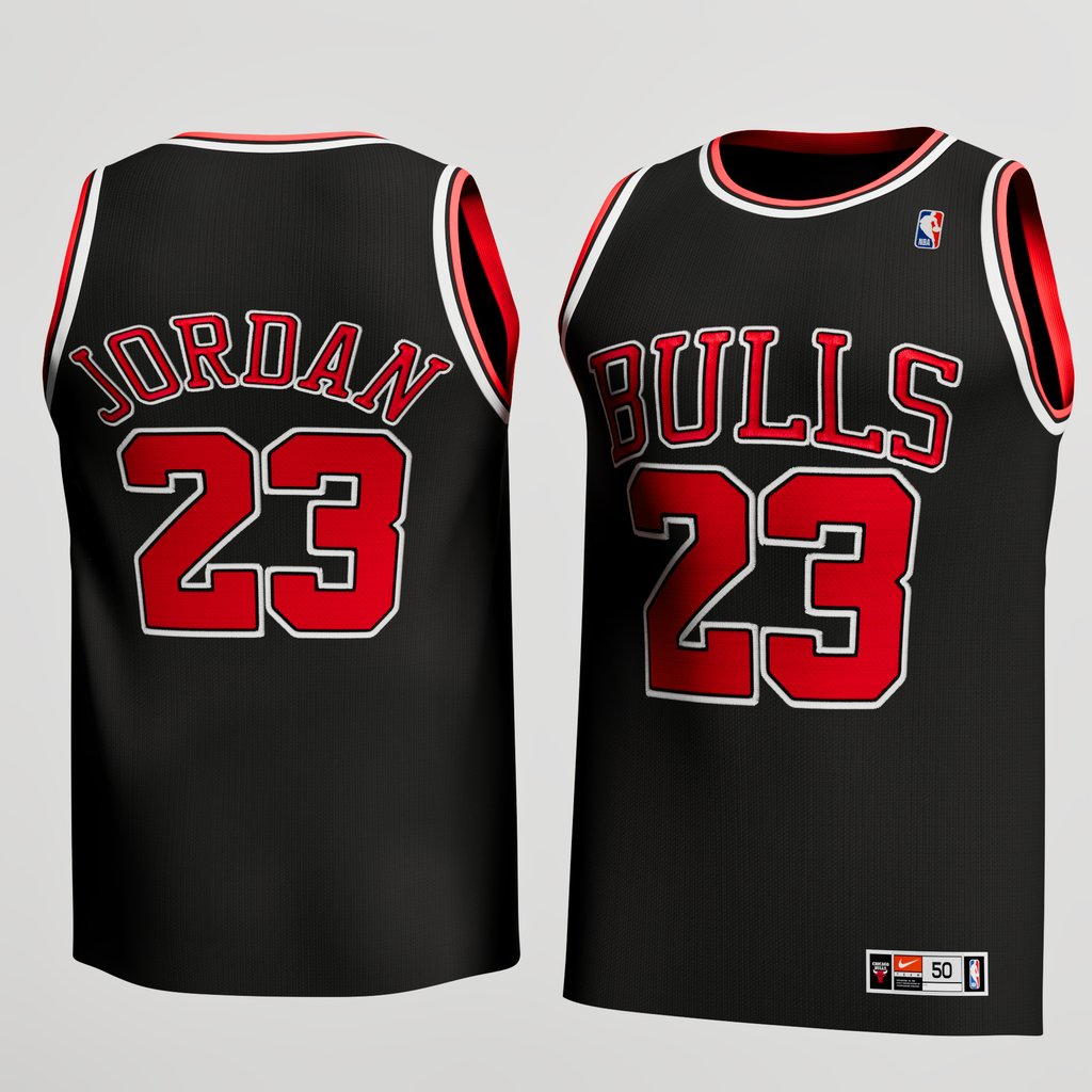 Michael Jordan Bulls Black Jersey | Man Clothing models | BlenderKit