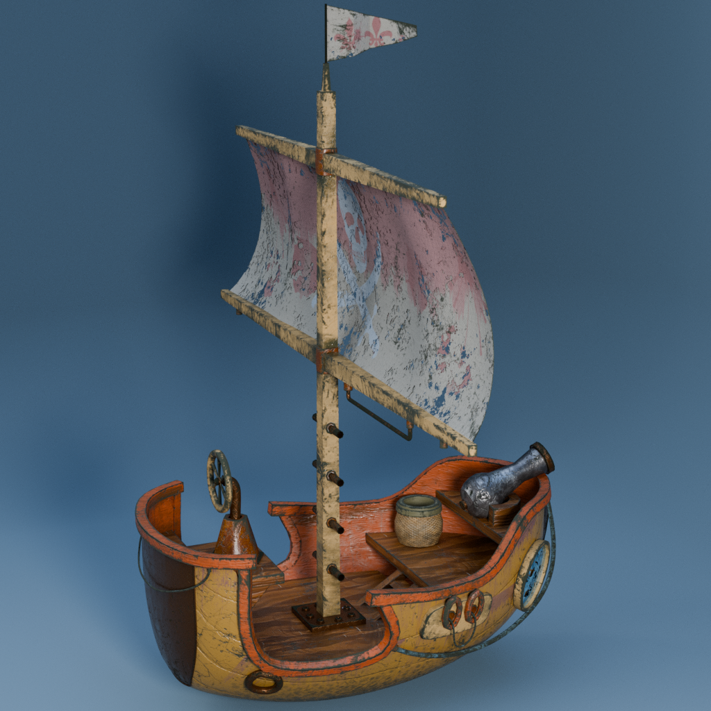 Abandoned Stylized Boat | FREE Boats models | BlenderKit