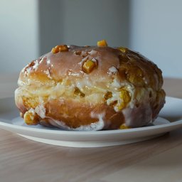 Detailed Blender 3D model of a glazed doughnut with toppings on a plate, featuring high-res textures and realistic shading.