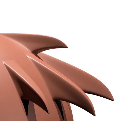 3D model showing sharp geometric fin shapes created with a sculpting brush for Blender.