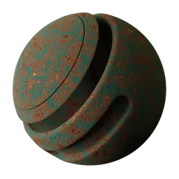 Detailed copper PBR material with realistic patina for 3D modeling in Blender and other software.