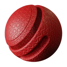 High-quality PBR red tile material with embossed waves and circles for Blender 3D rendering and texturing.
