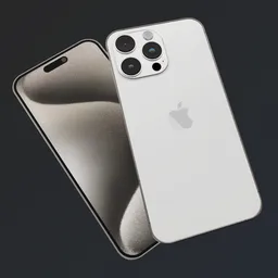 Detailed 3D model of Silver iPhone with realistic textures and screen smudges, compatible with Blender.
