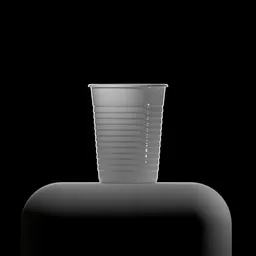 Detailed 3D render of a plastic cup for Blender, showing texture and light interaction.