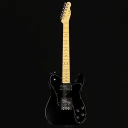 "CRV Telecaster Custom 3D model - black electric guitar with vintage-style hardware and sleek curves. Perfect addition for guitar enthusiasts or collectors. Made with Blender 3D software."