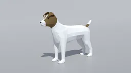 3D Blender low poly Jack Russell Terrier model optimized for CG visualization with separate eye mesh.