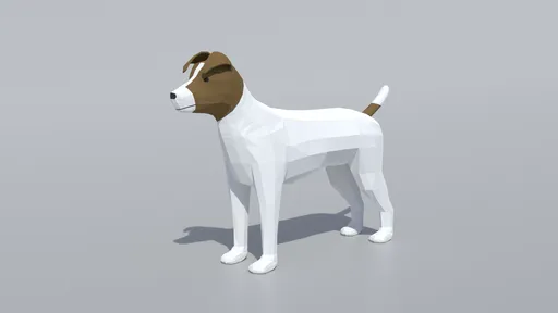 3D Blender low poly Jack Russell Terrier model optimized for CG visualization with separate eye mesh.
