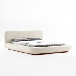 Modern stylish 3D-rendered double bed with cushions for Blender modeling projects.