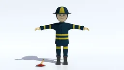 Low Poly Firefighter Rigged