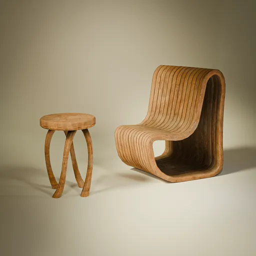 Wooden chair and table