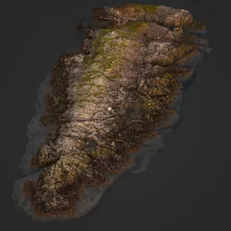 Detailed 3D model of a textured coastal rock formation, ideal for use in Blender for realistic landscape rendering.