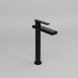 Black modern single-handle 3D model of a bathroom sink faucet compatible with Blender 3D.