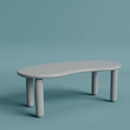 3D rendered low table with a postmodern design in Blender, showcasing a sleek, rounded shape for modern interiors.
