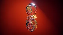 Abstract Red Metallic Knot Model