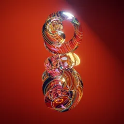 Abstract Red Metallic Knot Model