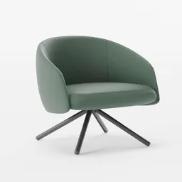 High-resolution 3D model of a stylish green fabric armchair, suitable for photo-realistic Blender interior renderings.