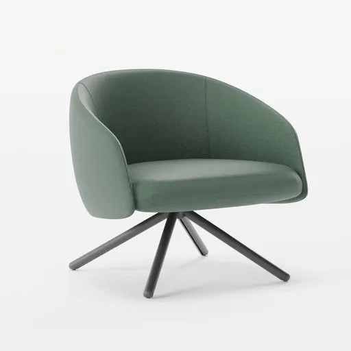 High-resolution 3D model of a stylish green fabric armchair, suitable for photo-realistic Blender interior renderings.