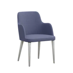 Detailed 3D model of a modern upholstered chair with wooden legs, compatible with Blender.