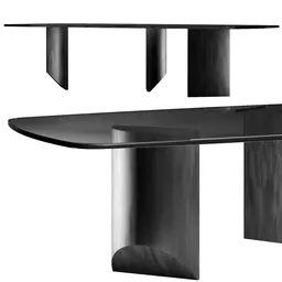 High-quality render of a modern, sleek black dining table designed for Minotti available in Blender 3D.