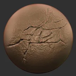 3D sculpting brush effect for Blender, ER Rock Brush 13, depicting detailed rocky texture on model surface.