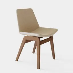 3D modeled Reflexus chair with wood frame and beige upholstered seat optimized for Blender rendering