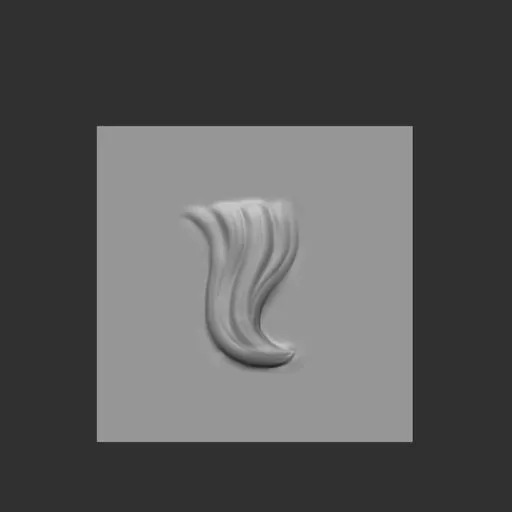 Blender 3D sculpting brush for single curl hair strand design in character modeling.