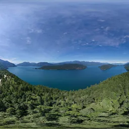 Aerial Mountains Lake Sunny Day