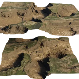 Detailed 3D mountain terrain with realistic textures for visualizations in Blender.