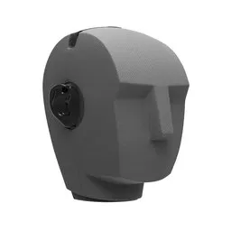 Highly detailed Blender 3D model of a binaural dummy head microphone for audio recording and testing.