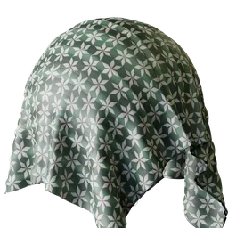 Curtain patterned green fabric