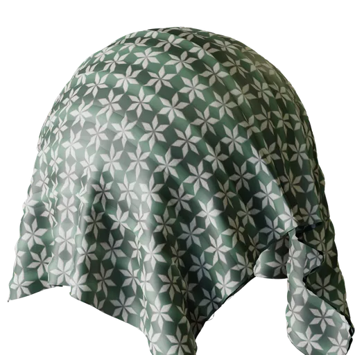 Curtain patterned green fabric