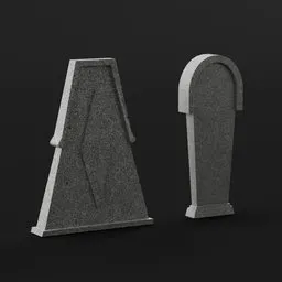 "Realistic 3D model of two beautifully designed tombstones with special textures and materials, perfect for use in games or animations related to death. Created with Blender 3D software."