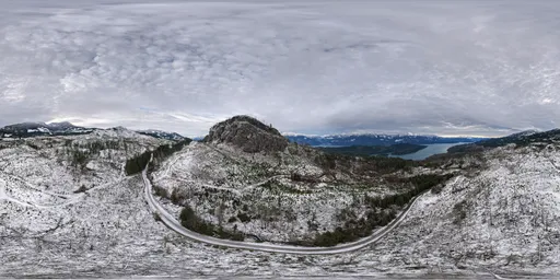 Aerial Mountain Valley Winter