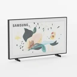Highly detailed Blender 3D model of Samsung The Frame TV with artistic display.