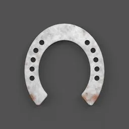 Realistic textured 3D horseshoe model for Blender, ideal for smithy and historical renderings.