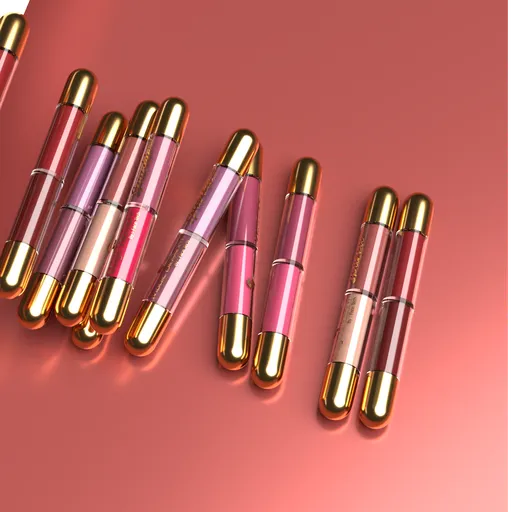 Two in one lipstick rolling animation