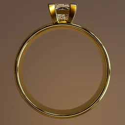 Gold band and solitaire diamond 3D model, ideal for rendering in Blender, jewelry design visualization.