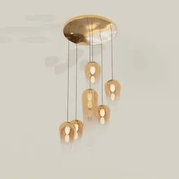 Elegant 3D-rendered pendant light with gold accents, optimized for Blender rendering and interior design visualization.