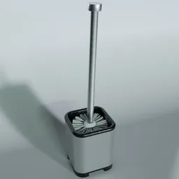 Realistic 3D model of a stainless steel toilet brush, suitable for Blender, high-detail render for interior visualization.