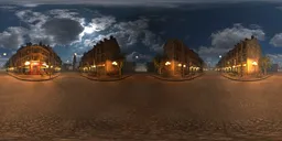 European Street Under Moonlight