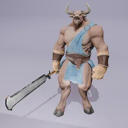 Minotarus With Sword-Rigged-Lowpoly
