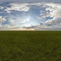 Green grass cloudy blue sky pure sky